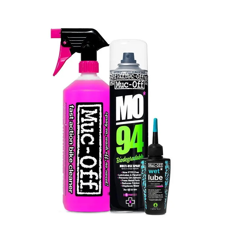 KIT MUC-OFF KIT LIMPIADOR/PROTECTOR/LUBRICANTE CLIMA HUMEDO (WASH PROTECT & LUBE KIT)