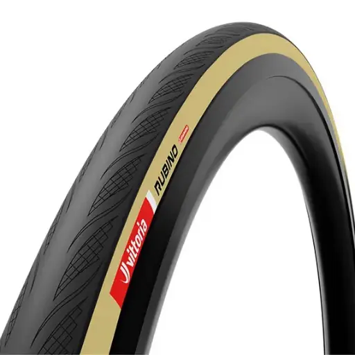 [11A00601] Cubierta Vittoria Road  Rubino V tan/bl/bl 28-622/700x28c Fold G2